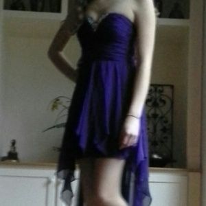 Purple high low formal dress