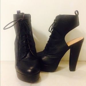 Black lace up booties