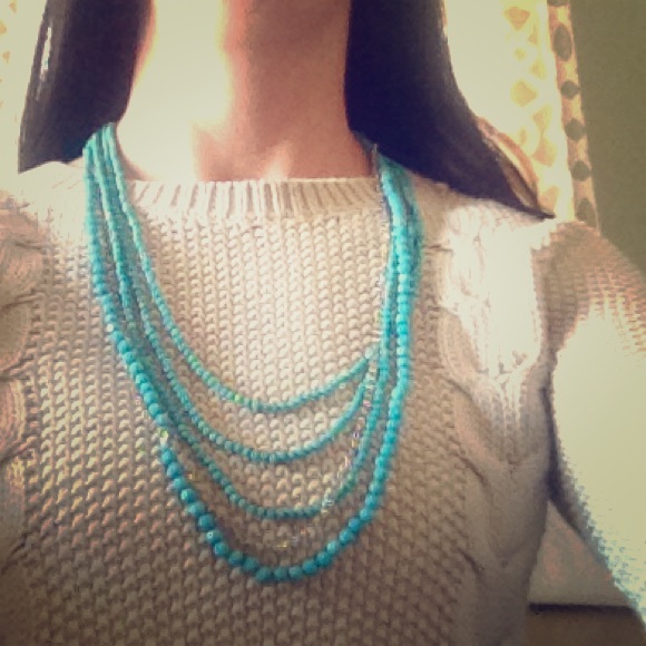 Long silver and turquoise necklace