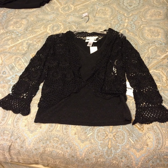 Sparkle tank and crochet lace shell