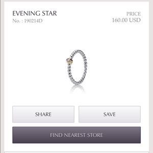 Pandora Evening Star ring - silver, gold, diamond