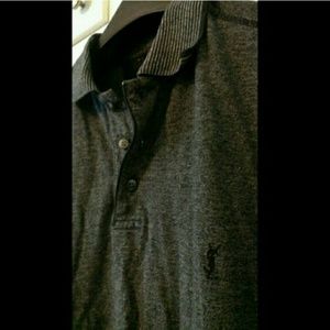 YSL Long-Sleeve Polo w/ YSL Logo