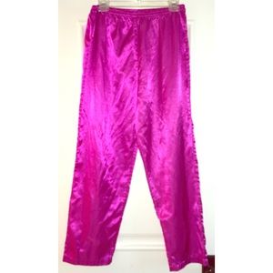 Neon pink silk pajama pants