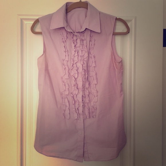 Magenta ruffled sleeveless button down