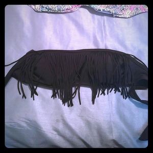 Black Strapless Swim Top