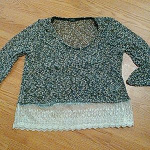 NWOT lightweight sweater-like with lace detail S