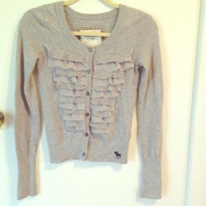Ruffled, Grey Abercrombie & Fitch Sweater