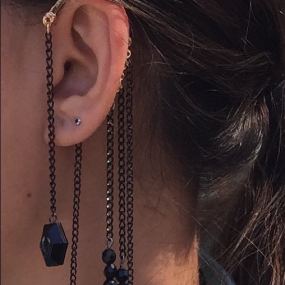 personalized crystal jewel hanging ear clip - Picture 3 of 3