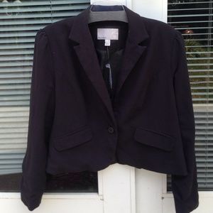 Black Cropped One button Blazer