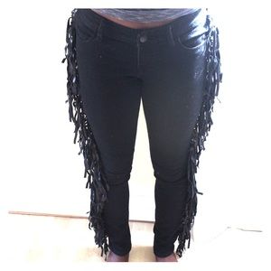 Forever 21 Black Fringe Jeans