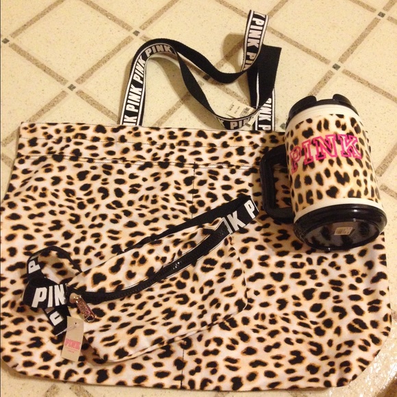 NWT Leopard Pink Chug Mug, Fanny Pack, & Tote ❤️
