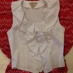 Scoop neck super cute ruffled blouse.