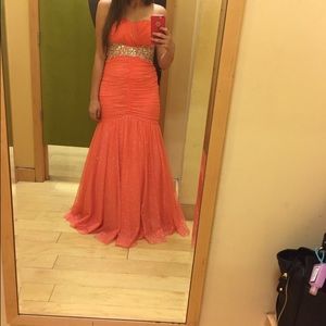 Coral mermaid prom dress