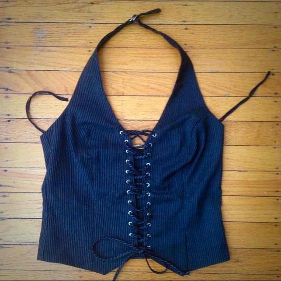Pinstriped Halter Top