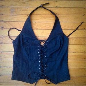 Pinstriped Halter Top