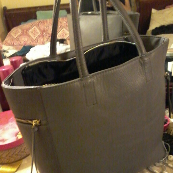 h&m grey & gold large tote
