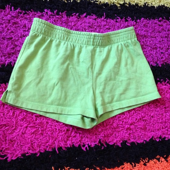 green athletic shorts
