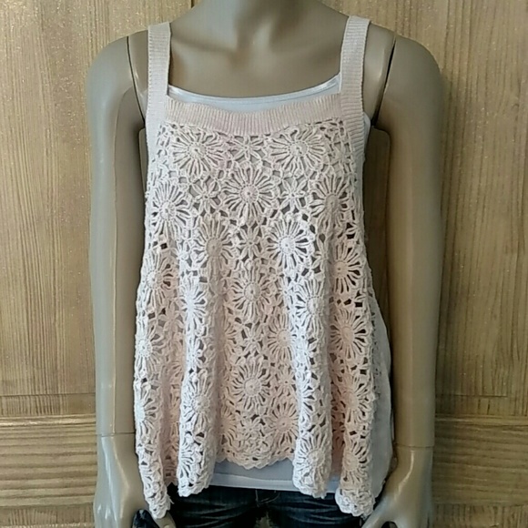 Kersh Tops - Blush crochet tank