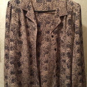 Snake print button up blouse long sleeves.