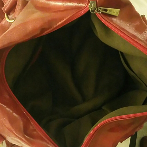 Red Synthetic Leather Tote Bag Slightly Used - Picture 4 of 4