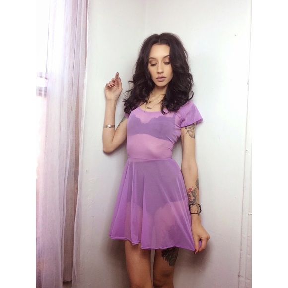 Sheer lavender babydoll dress