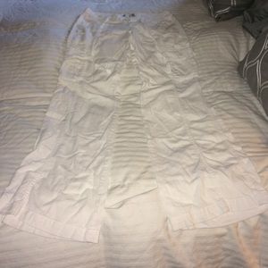 White linen cargo pants