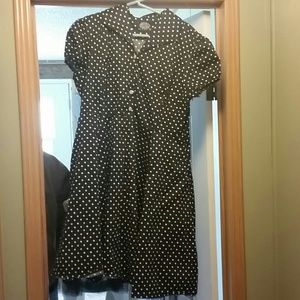 Retro black and white polka dot dress.