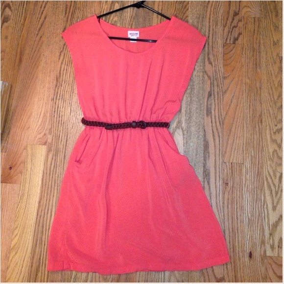 Pink dress with belt