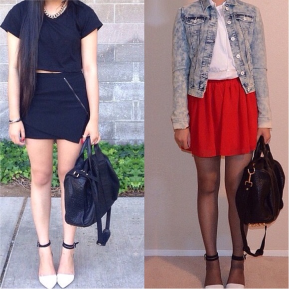Bundled! Black asymmetrical and red chiffon skirt