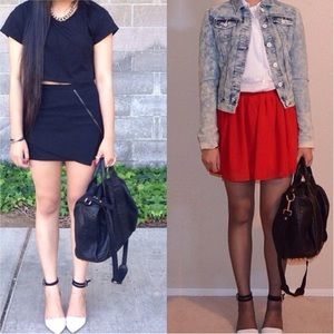 Bundled! Black asymmetrical and red chiffon skirt