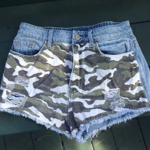 Camo jean shorts
