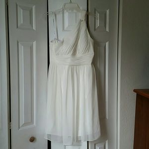 Donna Morgan One Shoulder Sheer White Dress