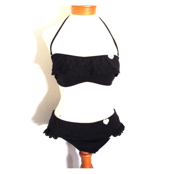 Cotton On black ruffle bikini