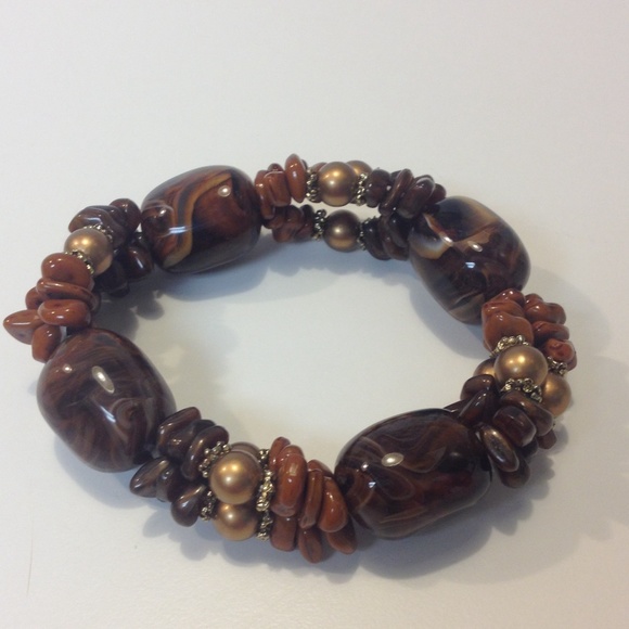 Brown And Gold Bead Bracelet