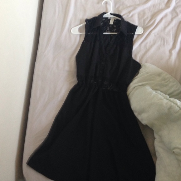Black part lace dress