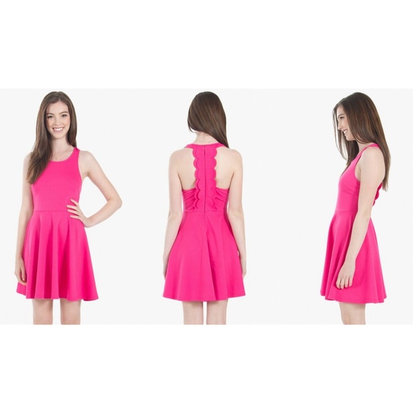 Hot Pink Scalloped back boutique dress. NWT. XS.