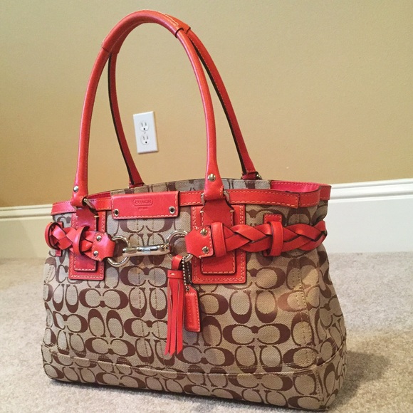 Coach Bags - Coach Monogram Print Red Trim Coach Bags - Coach Monogram Print Red Trim