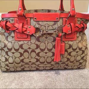 Coach Bags - Coach Monogram Print Red Trim Coach Bags - Coach Monogram Print Red Trim