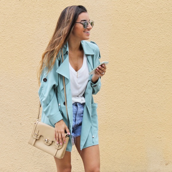 Cute and light teal trench coat - never worn - Picture 2 of 4