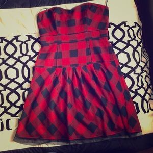 American Eagle Plaid Strapless Dress