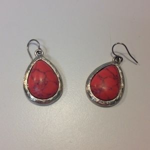 Pink and Silver Teardrop Earrings