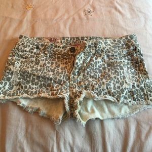 Leopard Print Denim Shorts