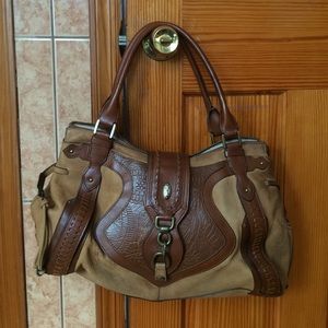 Leather and suede durable handbag