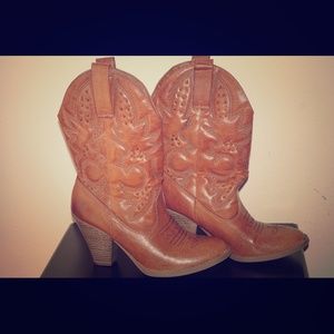 faux leather cowboy boots