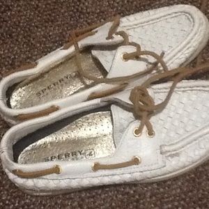 Sperry too slider white shoes