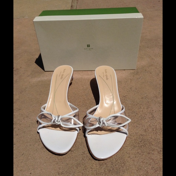 SOLD! Kate Spade sandals. Clear and white bow tie - Picture 1 of 3