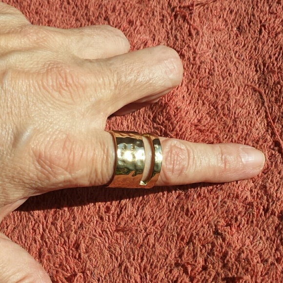 Hammered gold tone avant guard ring