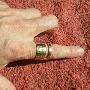 Hammered gold tone avant guard ring
