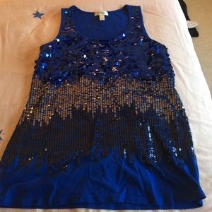 Blue sequined tank