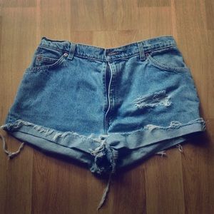 High waisted denim shorts